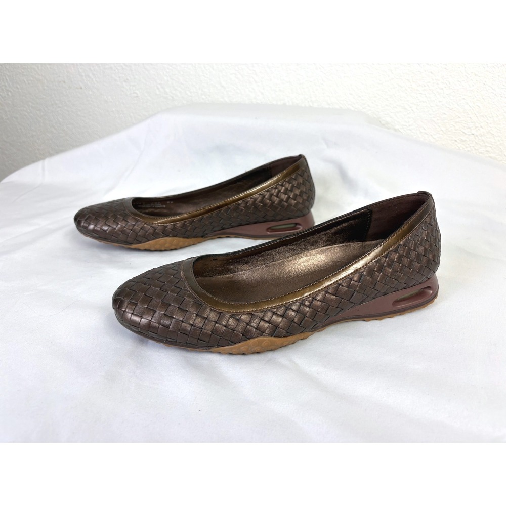 Cole Haan NikeAir Bria Brown Leather Braided Slip On Shoes Size 7.5 Comfort